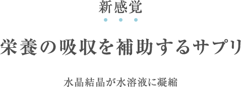新感覚 栄養の吸収を補助するサプリ 水晶結晶が水溶液に凝縮
